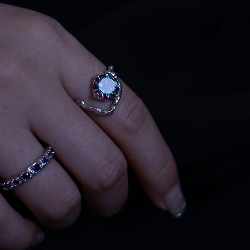 925 Sterling Silver Adjustable Open Ring For Women With Elegant Geometric Design And Chic Aesthetic Appeal