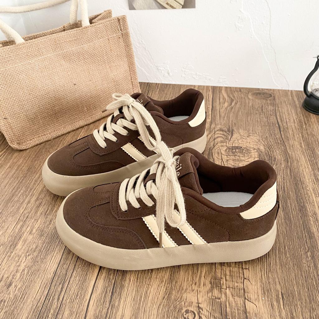 G1391 latex insole/platform Dexun shoes women's shoes 2025 spring new retro round head board shoes casual shoes
