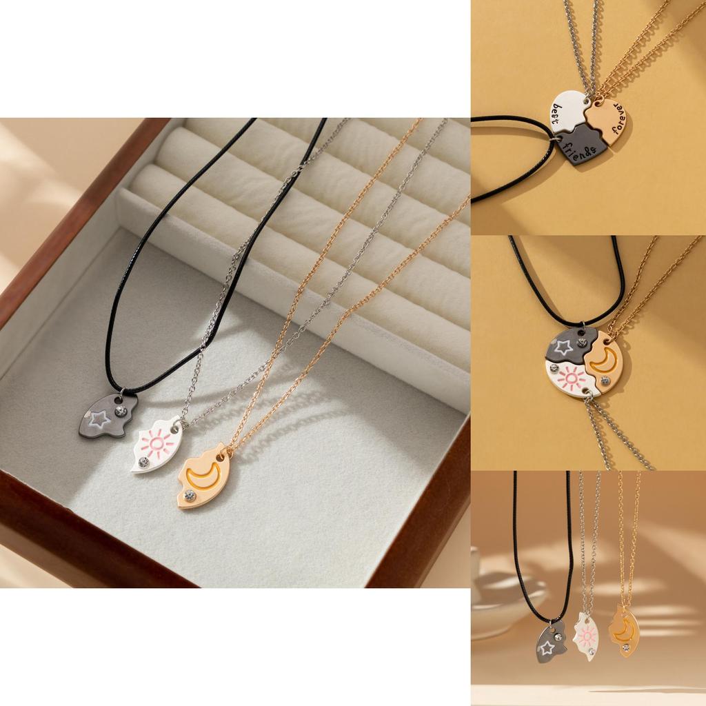 Stylish Ins-inspired Alloy Pendant Necklace Set Featuring Stunning Star And Moon Elements For Trendy Women