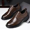 New Men's Casual Brogue Shoes Solid Color Lace Fashion Casual Platform Wedding Shoes Male Designer Business Leather Shoe Man