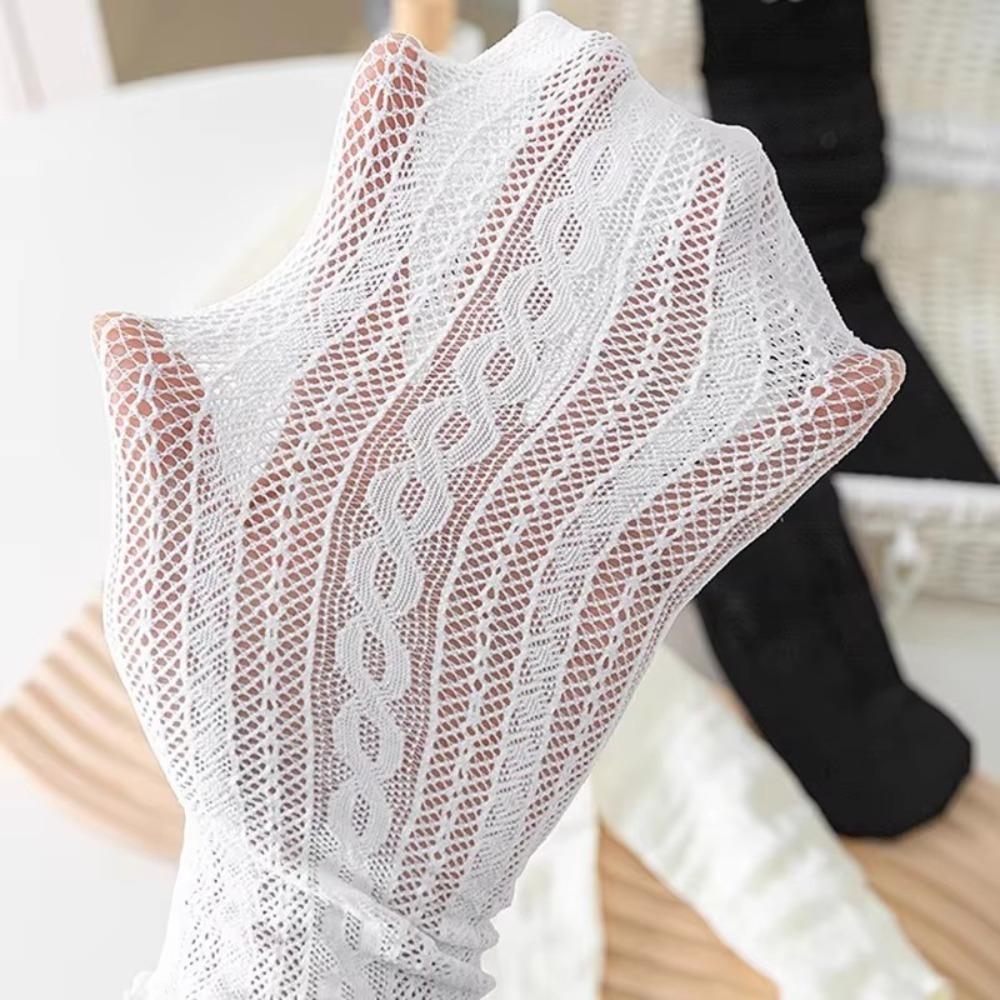 Mesh Women's Sock Solid Color Long Socks Vintage Hollow Out Socks