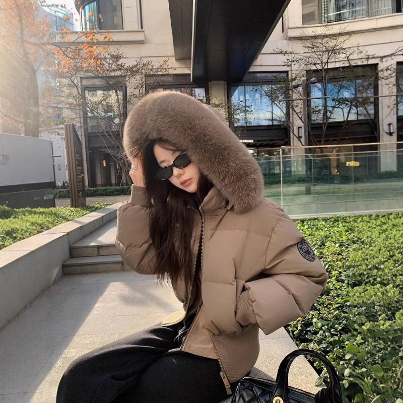 Womens Short Winter Padded Coat With Fur Hood Slim Fit Fleece Lined Warm Jacket