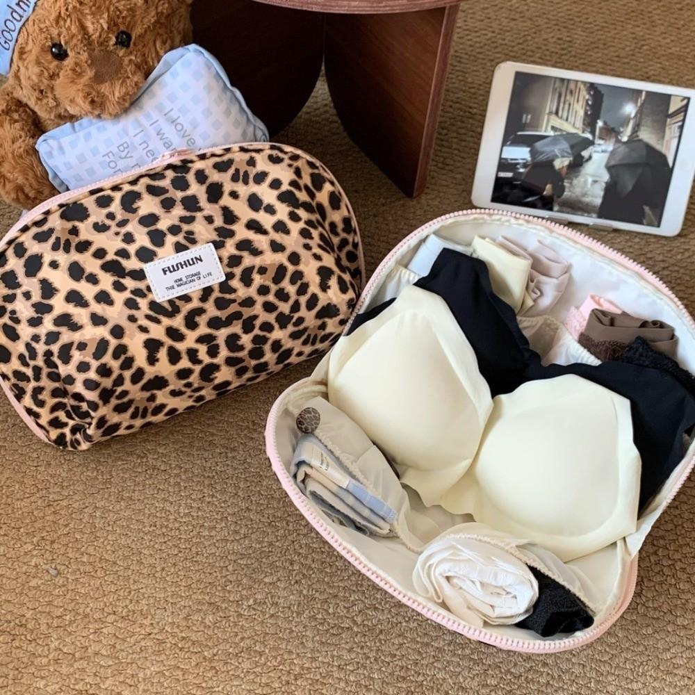 Leopard Print Underwear Organizer Bag Cartoon Puppy Dog Multi-function Bra Storage Bag Close-fitting Large Capacity