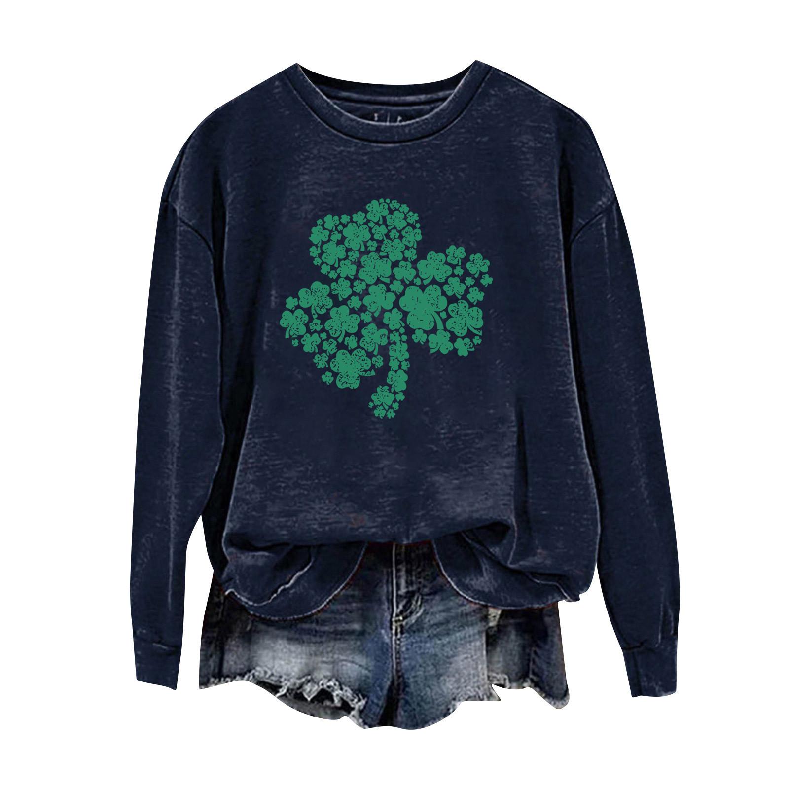 

Женские топы с круглым вырезом, хлопковый женский повседневный модный пуловер с длинным рукавом и круглым вырезом L тёмно-синий