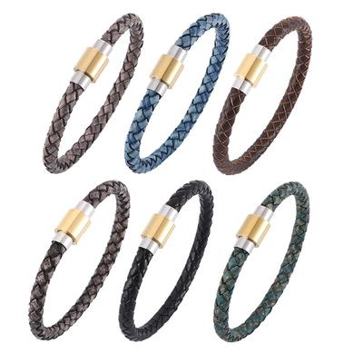Vintage Men Women Leather Bracelet Charm Stainless Steel Buckle Bracelets Bangles Women Jewelry Gift