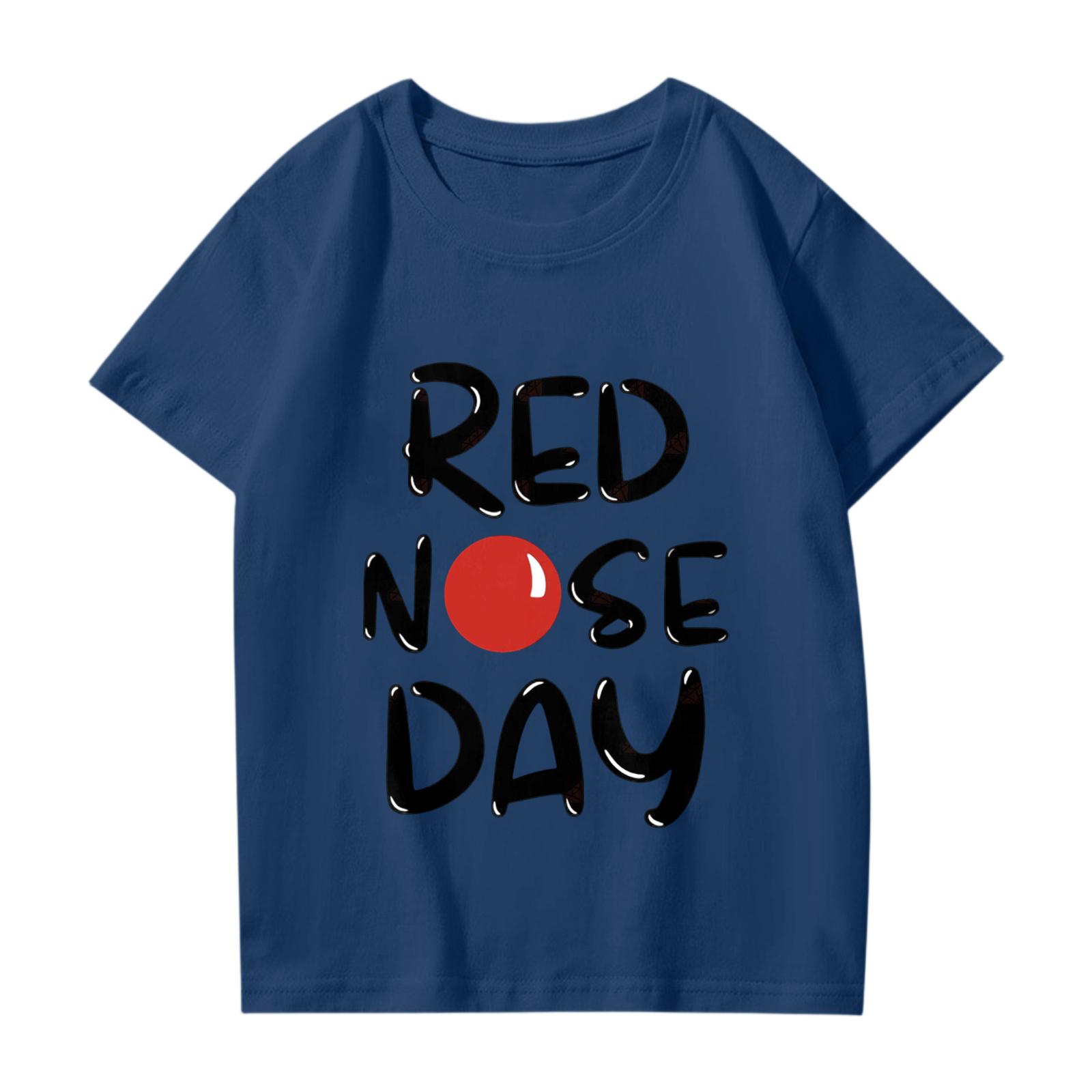 

Модная рабочая одежда с короткими рукавами и круглым вырезом, топы с принтом для детских летних топов 110 тёмно-синий