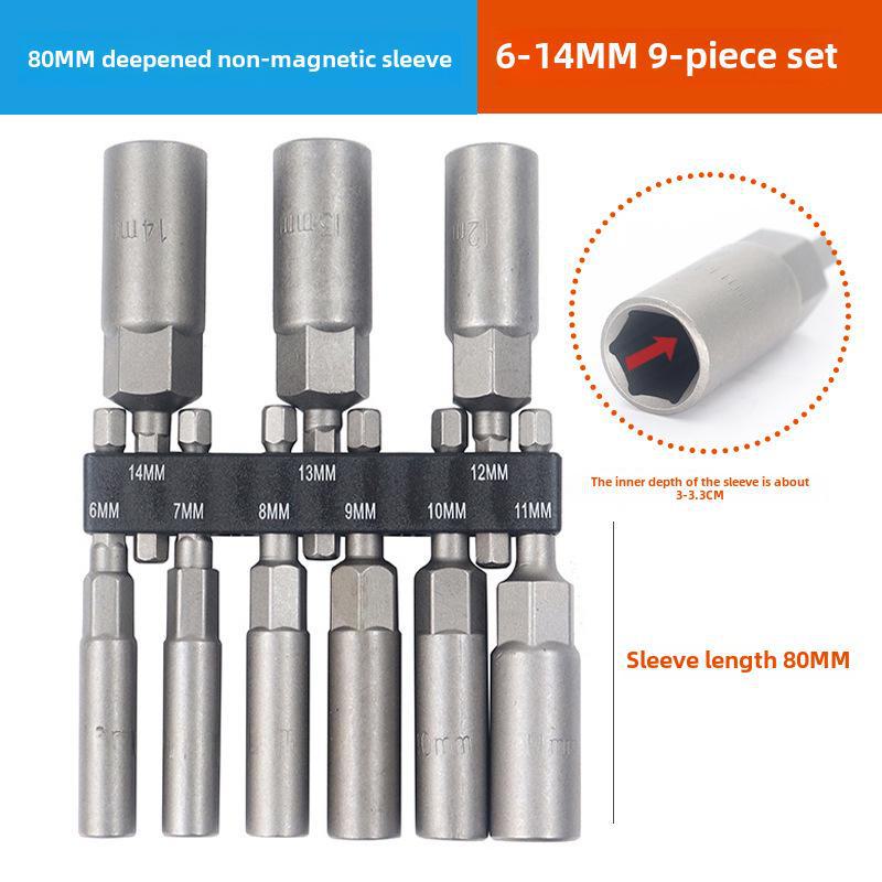 Hex Handle Air Screwdriver Set, 6.35mm, 9/14-piece Metric & Imperial Socket Head Drill Accessories