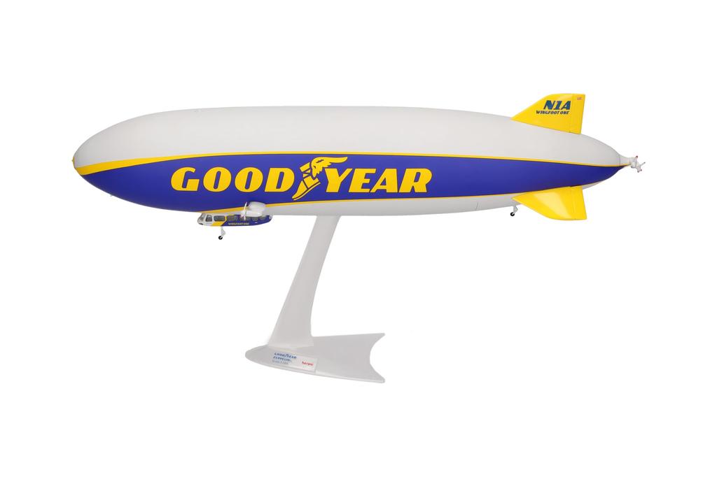 Herpa Airplane Model Goodyear Zeppelin Plastic Miniature with Model NT-N1A "Wingfoot One" 1200 Scale, Base, Building, Collector's Edition.