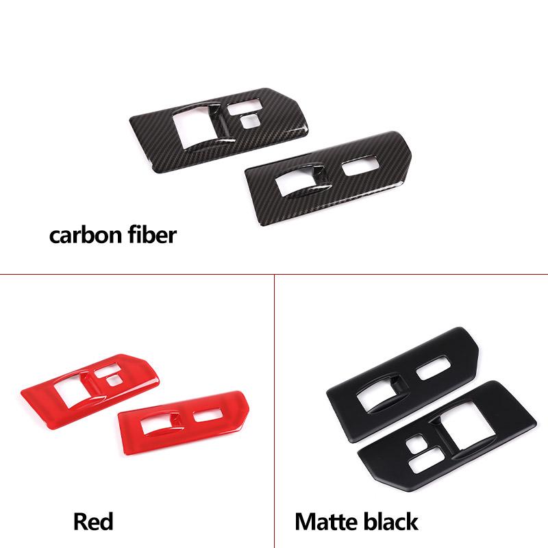 For Toyota FJ Cruiser 2007-2026 ABS Carbon Fiber/Red Car Glass Lift Button Decorative Frame Sticker Car Interior Accessories