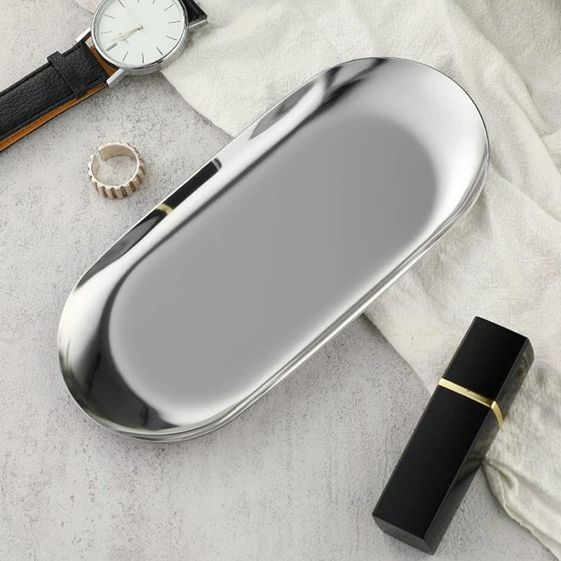Stainless Steel Gold Dining Plate Dessert Plate Nut Fruit Cake Tray Snack Kitchen Plate Western Steak Kitchen Plate Storage Tray S серебряный