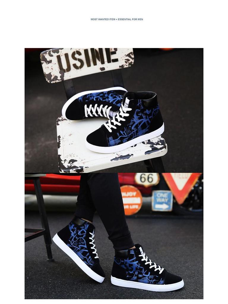 Men's 2024 High-Top Canvas Sneakers: Trendy, Versatile, Casual Running Shoes