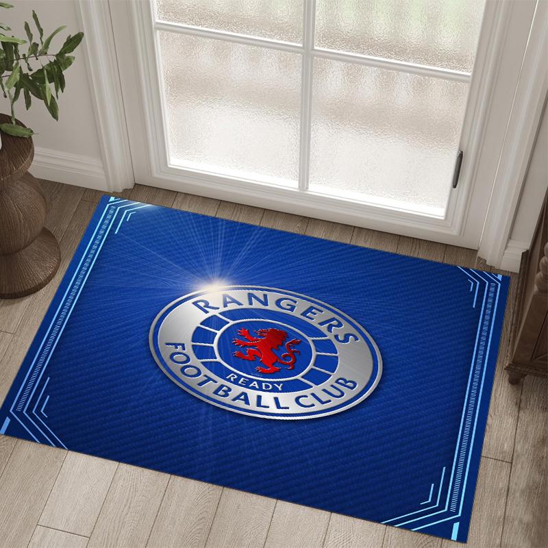 Rangers FC Design Crystal Velvet Carpet Cozy Non?Slip Printed Rug For Bedroom Living Room Entrance
