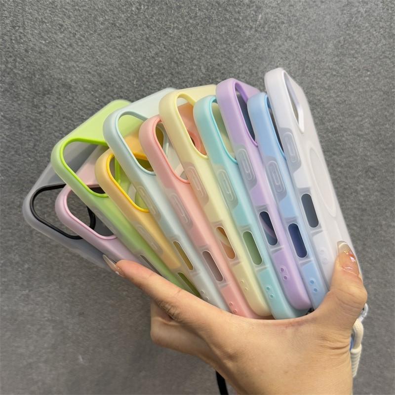 Luxury 3 IN 1 For Magsafe Lanyard Case for iPhone 16 15 14 Plus 13 12 Pro Max Wireless Charge Magnetic Clear Matte Soft Cover