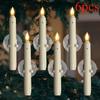 6-Pack Sensor Dusk To Dawn Window Candles with Suction Cups, Ivory Striped Candle Holders, Roman Column Christmas Window Candles, Battery Operated
