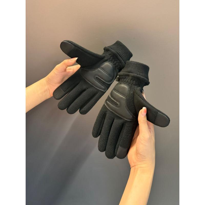 Outdoor Gloves Men's Winter Plus Velvet Thickened Warm Touch Screen Non Slip Cycling Biking Double Sided Fleece Gloves