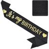 Vuzvuv It's My Birthday Birthday Sash, Glitter Birthday Sash with Foil Letters Birthday Party Decor for Women, Girls