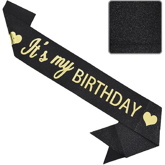 Vuzvuv It's My Birthday Birthday Sash, Glitter Birthday Sash with Foil Letters Birthday Party Decor for Women, Girls