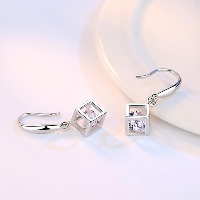 5 Style 925 Sterling Silver Jewelry Sets Zircon Square Cube Necklace +Earrings +Bracelet for Women Gift