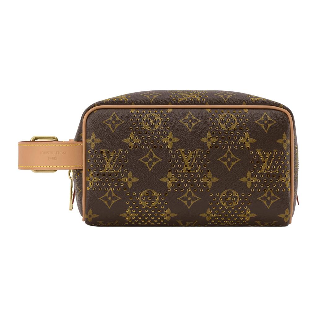 LOUIS VUITTON Monogram Perforated Coating Canvas Toiletry Bag Toiletry Bag Unisex Brown & Yellow M29165