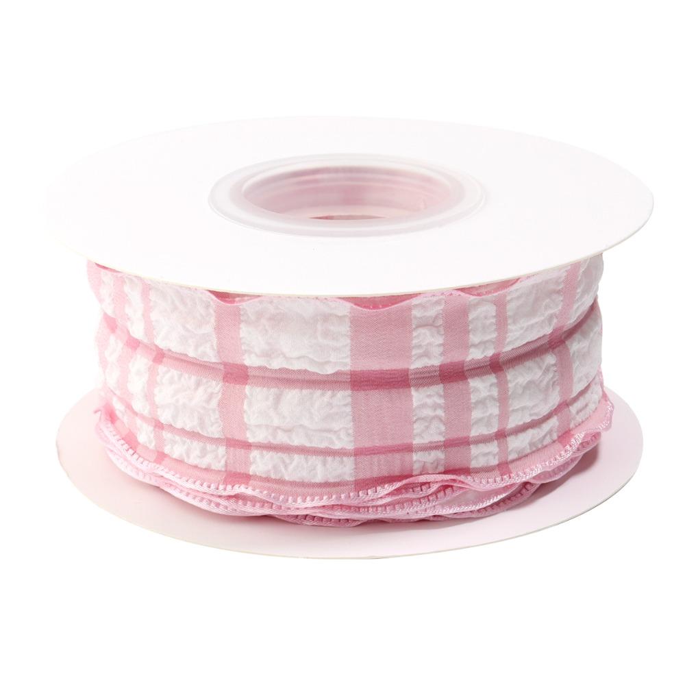 Kreativ 10 Yards Rutigt Band 4CM Bredd Presentinslagning Buketter Koreanska Band Lätt att Klippa Återanvändbar DIY Dekor Dekoration Bröllop