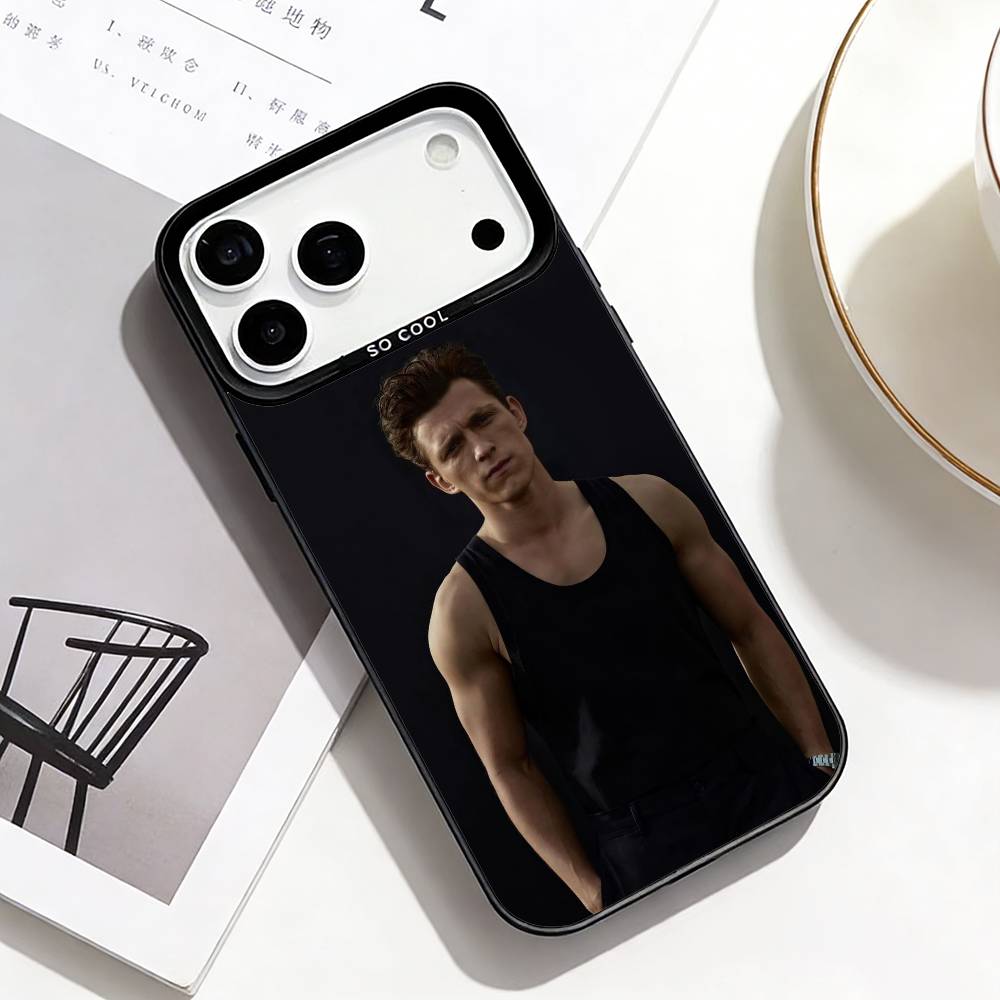 Youthful Charm Star T-Tom Holland Phone Case For iPhone17,16,15,14,13,12,11 Plus,Pro Max Black Border Silver Plated Cover
