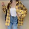 Cotton autumn new Harajuku shirt women's loose versatile and thin plaid shirt cardigan medium and long coat tide