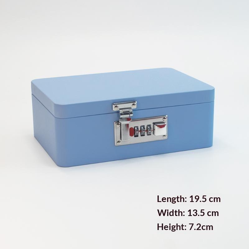 Combination Lock Password Lock Storage Box Metal Construction Flip Top Design Key Safe Box Rectangular Shape Initial Password
