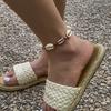 Accessories, Beach Wax Thread Geometric Single-layer Items, Simple Alloy Shell Splicing Woven Necklace Women