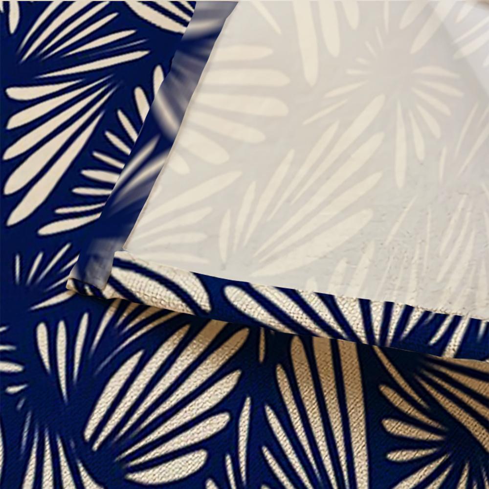 4pcs Navy  White Palm Frond Placemats Modern Geometric Leaf Pattern, Washable Table Mats for Scandinavian Coastal Kitchen Decor