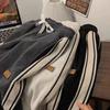 Men's Spring and Autumn Side Striped Loose Straight Sports Pants, High Street Ruff Handsome Corduroy Casual Pants