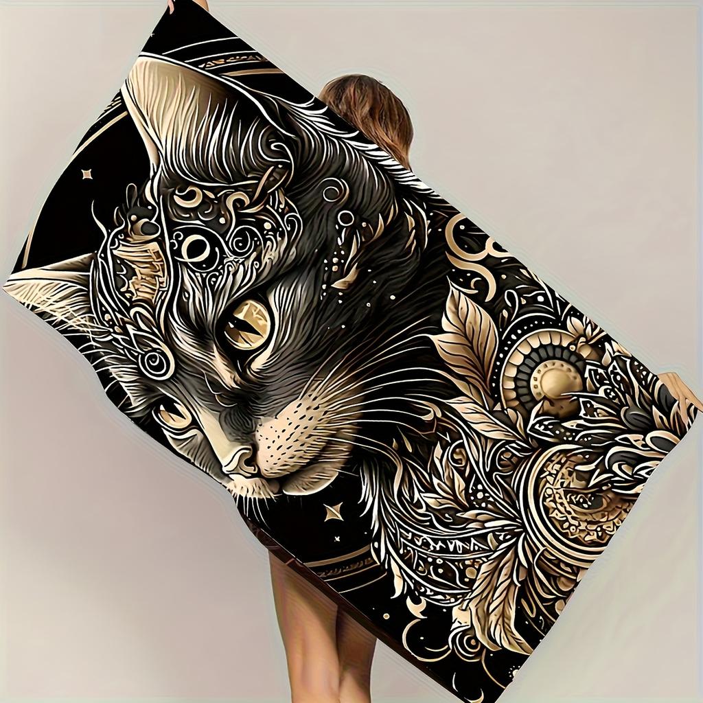 Black Lion And White Tiger Printed Quick-Dry Bath Towel for Women Suitable for Sports Beach And Swimming Pool Use