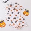 Women's Casual Fashion Halloween Printed Short Sleeve Home Suit