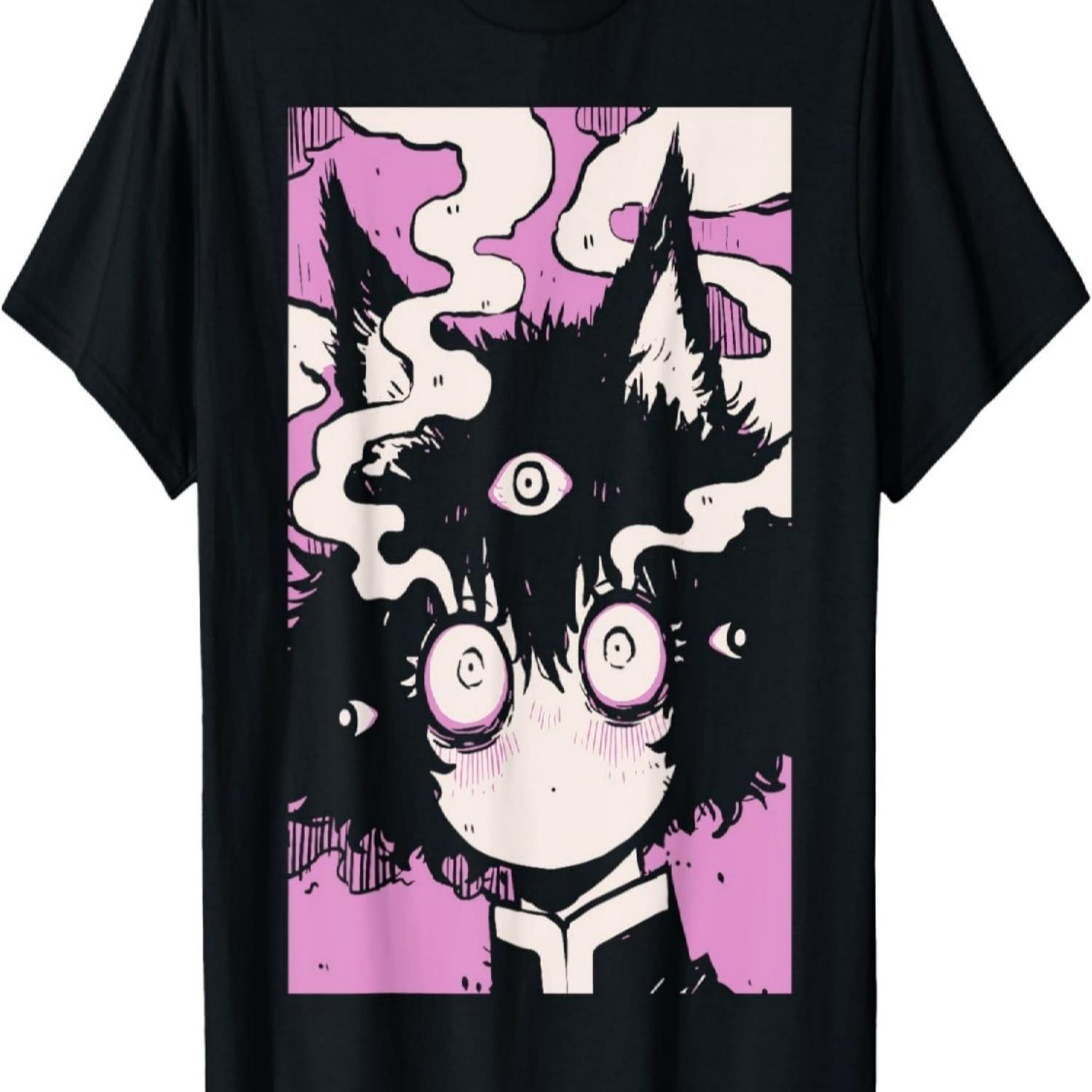

Horror Anime Manga Neko _ Japan Creepy Kawaii Goth T-Shirt(2) XXXXXL чорний