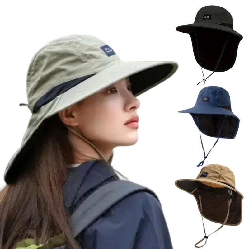 Unisex Mesh Breathable Bucket Hat with Neck Flap Wide Brim Summer Sun Protection Cap for Fishing Hiking