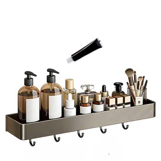 Wall-Mounted Bathroom Shelf Rustproof Aluminum Shower Caddy with Drain Holes Heavy Duty Storage Shelf for Kitchen Laundry Room
