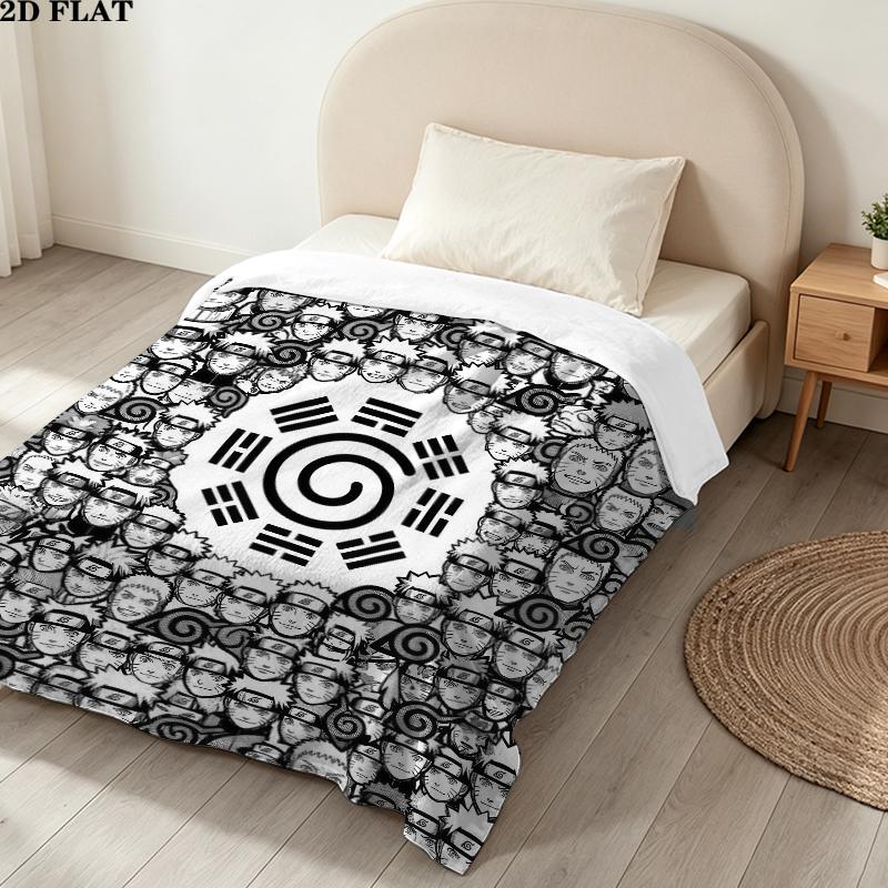 Uzumaki Naruto Printed Flannel Blanket, soft throw for bedroom sofa, washable, Christmas present, great gift.