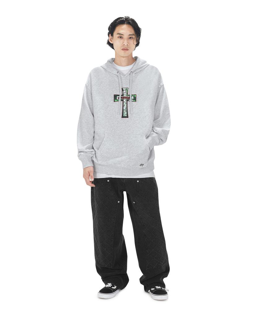 Stained Glass Cross Hoodie - Light Melange