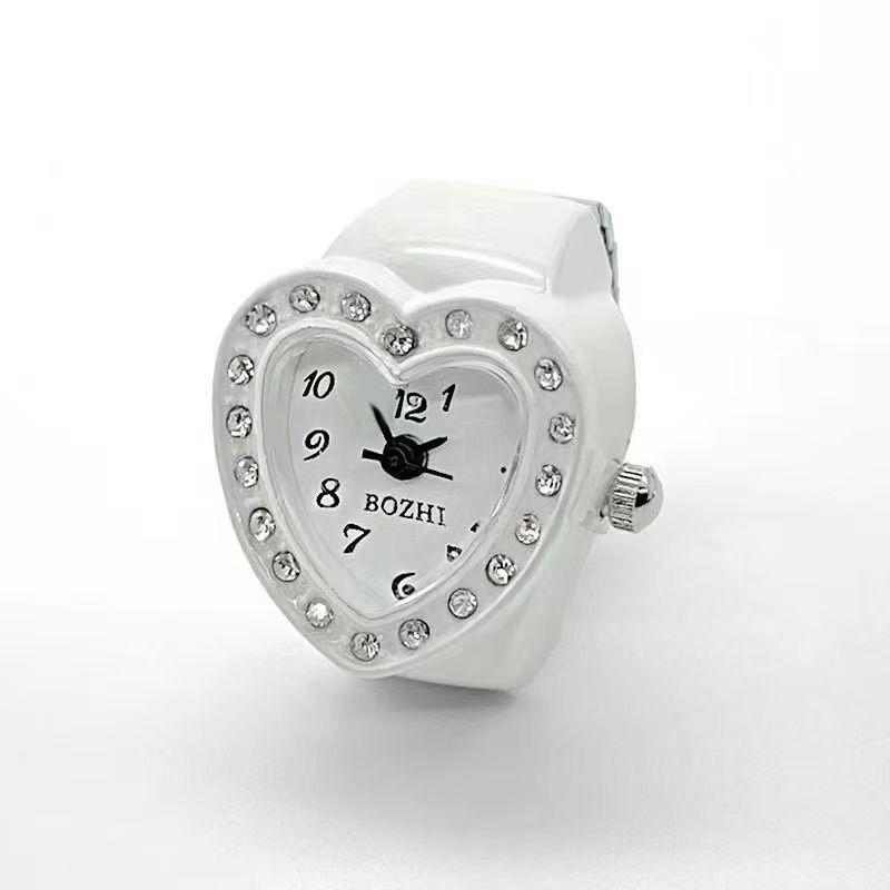 Ring Watch, Quartz Watch, Metal Watch, Rhinestone, Elastic Strap.