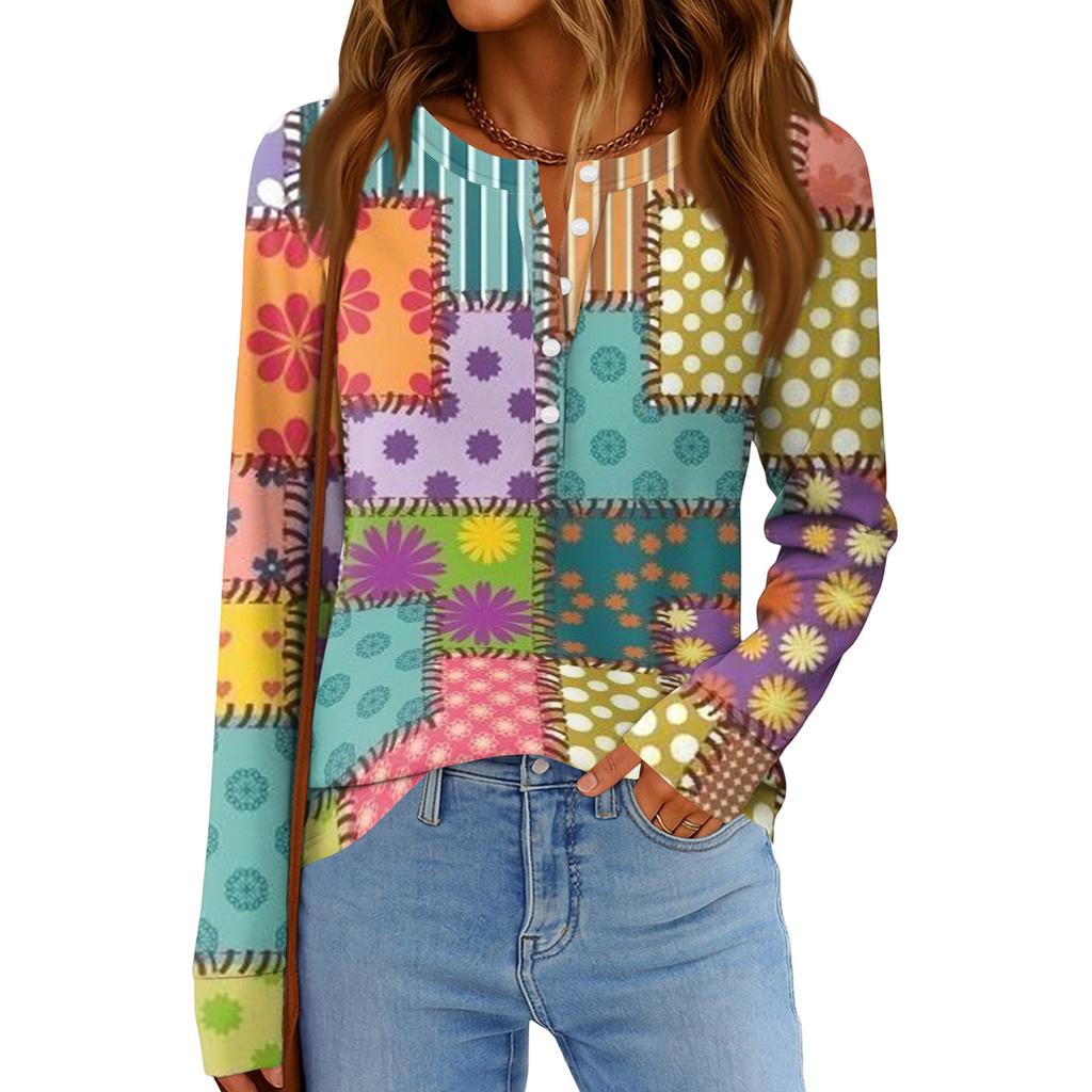 Damenmode Locker Langarm Rundhals Casual Oberteil