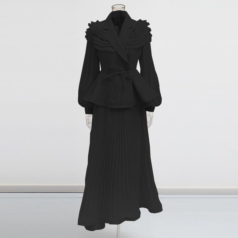 

Set High-end Women s Clothing Design Waist Suit Coat + High-waisted Skirt Two-piece L чорний