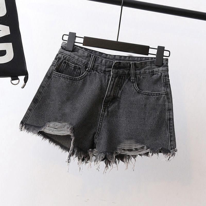 Women Hole Denim Shorts Crimping High Waist Wide leg Slim Summer Jeans Shorts Girls Sexy Pants