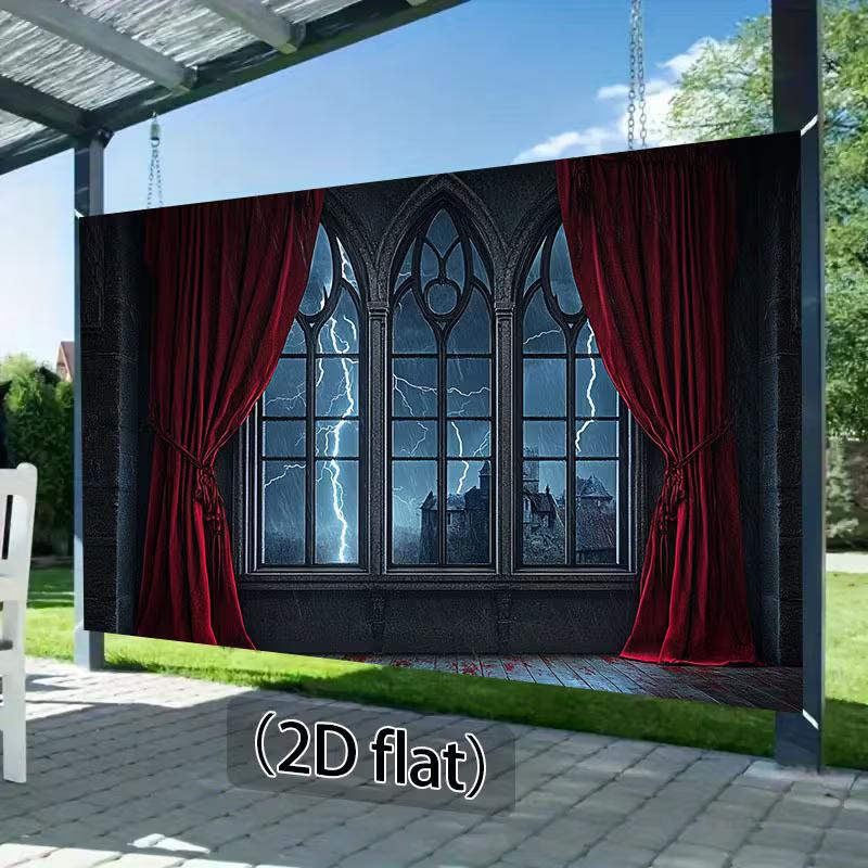 2D Gothic Room Backdrop, Halloween Lightning Storm Decor