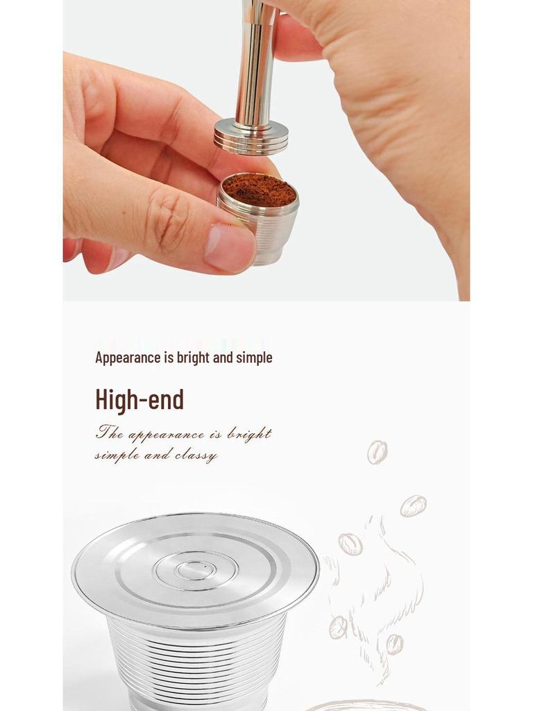 Reusable Italian Stainless Steel Coffee Capsule with Lid and Single-Hole Filter