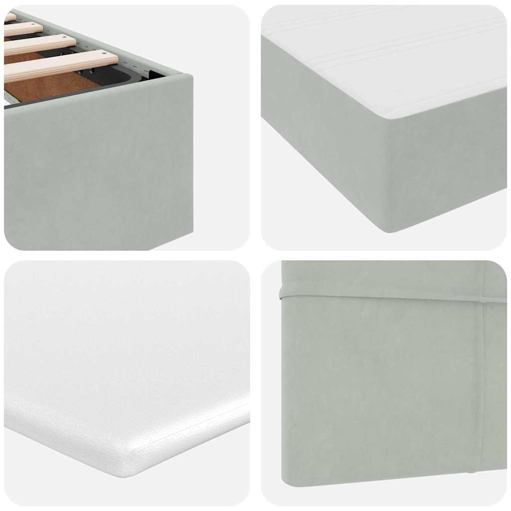 Storage Bed with Mattress Light Grey 120 x 200 cm Velvet