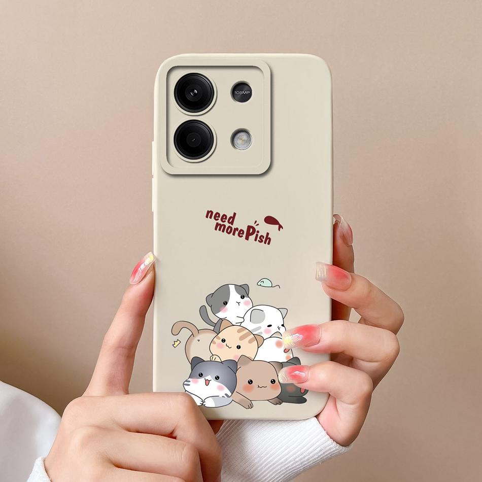 For Xiaomi Redmi Note 13 Pro Phone Case Bear Liquid Silicone Full Protection Anti Drop Cover For Redmi Note13 13Pro 4G 5G Capa