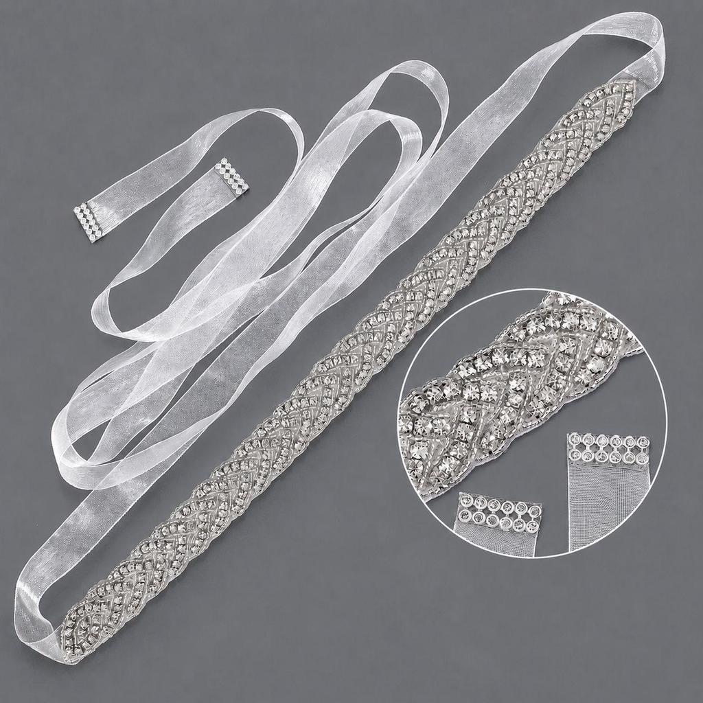Elegant Silver Rhinestone Wedding Belt – Versatile High-End Dress Accessory for Fashion Shows and Performances