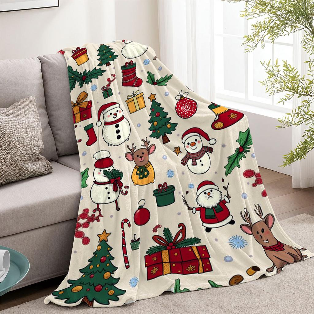 Christmas patterns Printed Blanket for Sofa Bed Travel Camping Living Room Office Conditioning Blanket for All Seasons Gifts