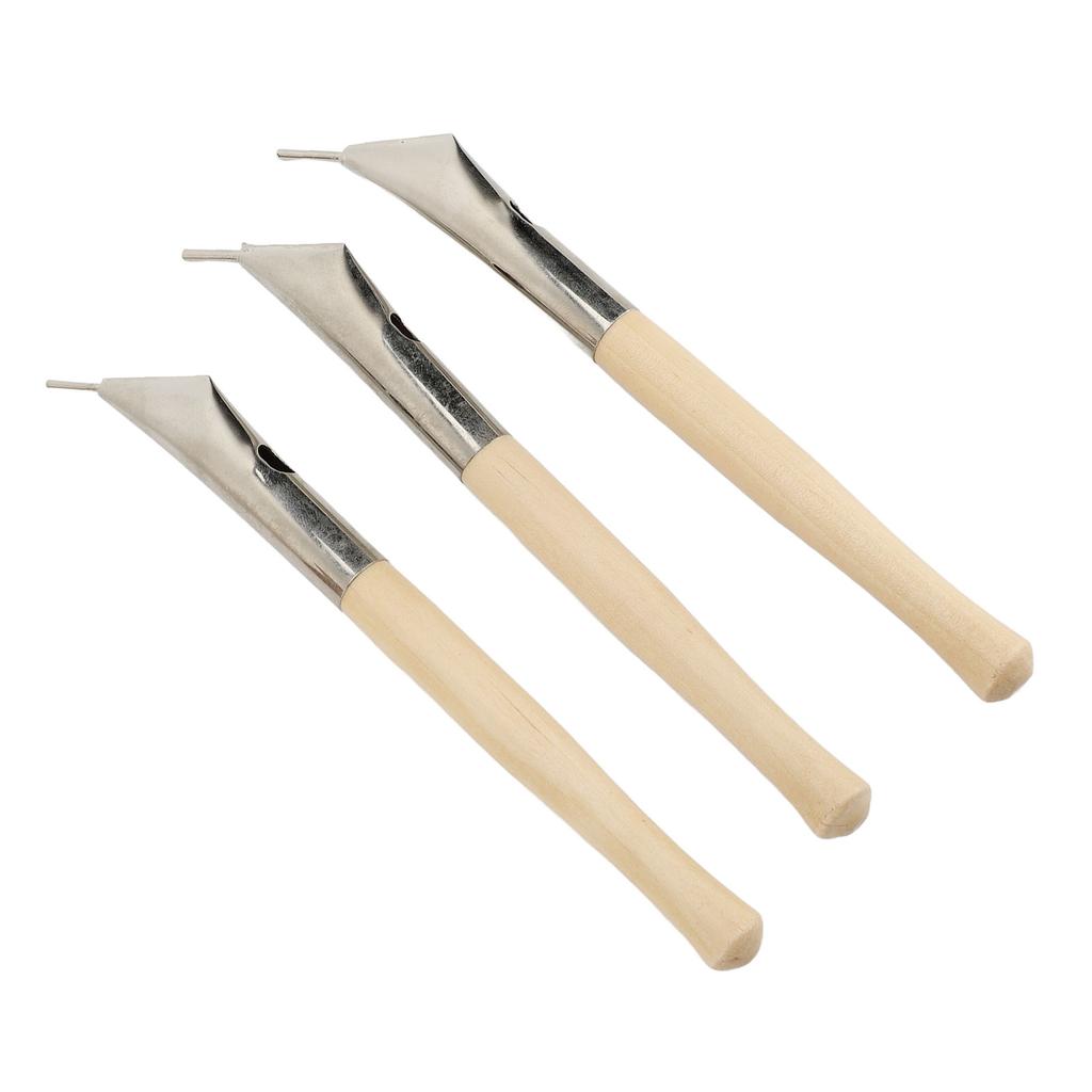 3Pcs Pottery Batik Printing Pen Drawing On Fabric Cloth Beech and Stainless Steel Clay Carving Tools