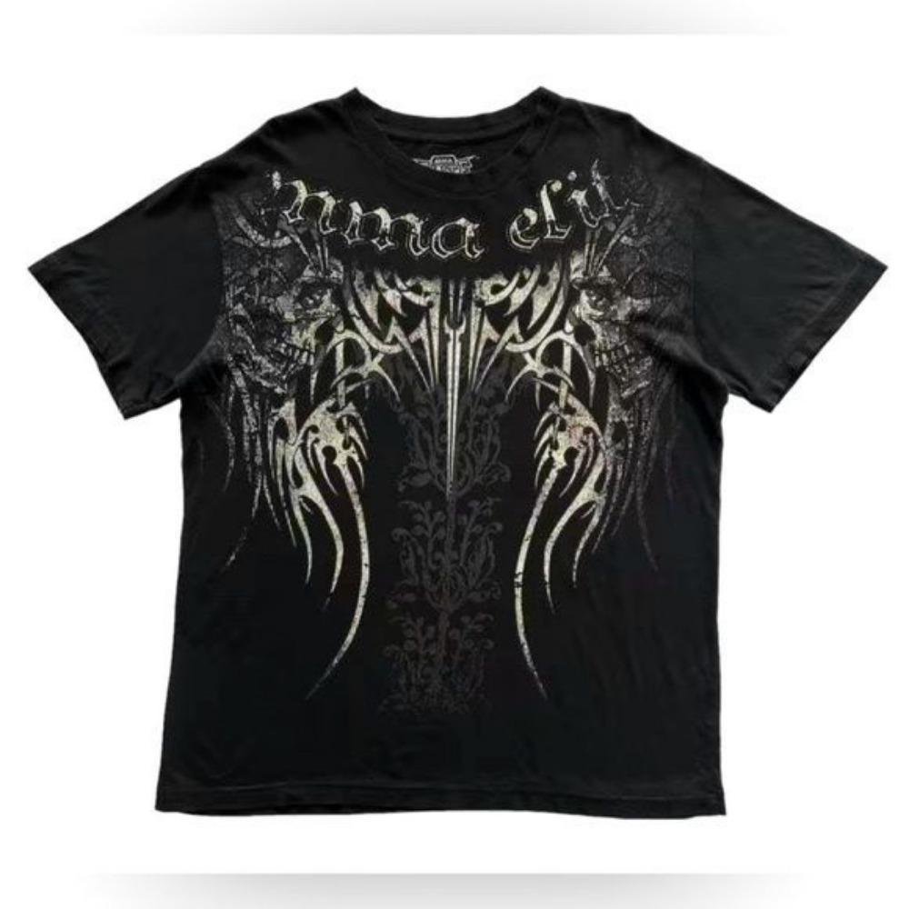 Retro Angel Wing Men Short Sleeves Harajuku High Street American Fashion T-shirt Man Women Summer Tops