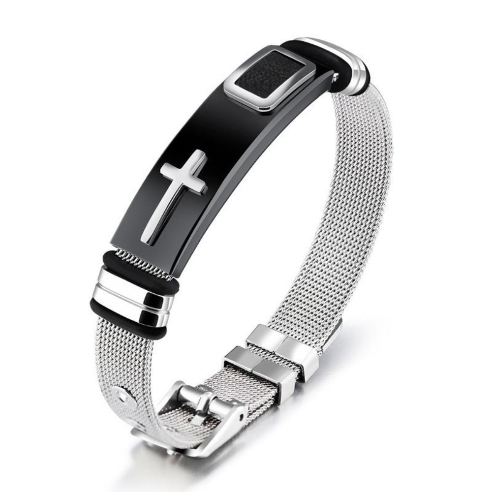 Stainless Steel Religious Bracelet Waterproof Fashion Bracelet Cross Bangles  Daily Use